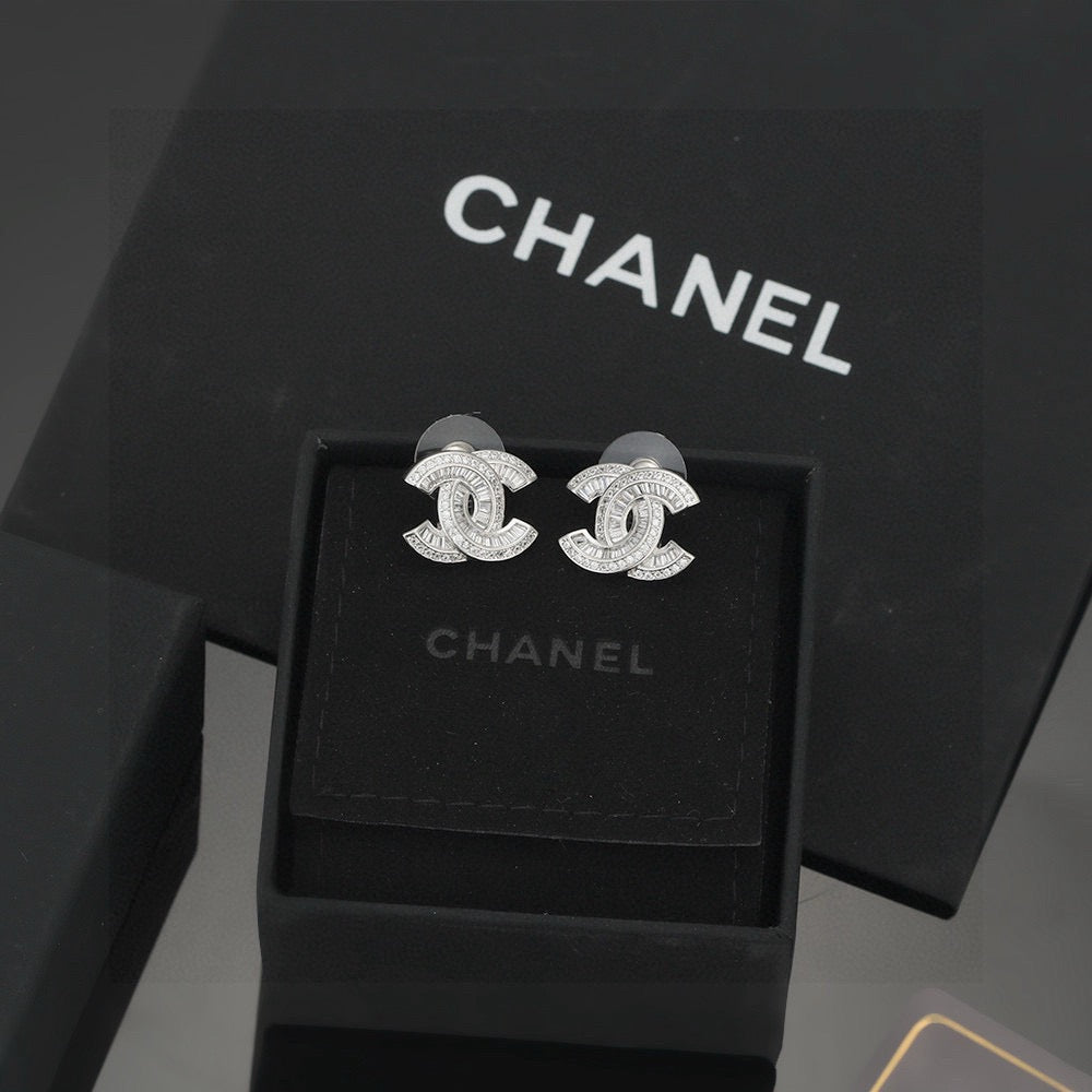 CC Double C Sliver Diamond Earrings