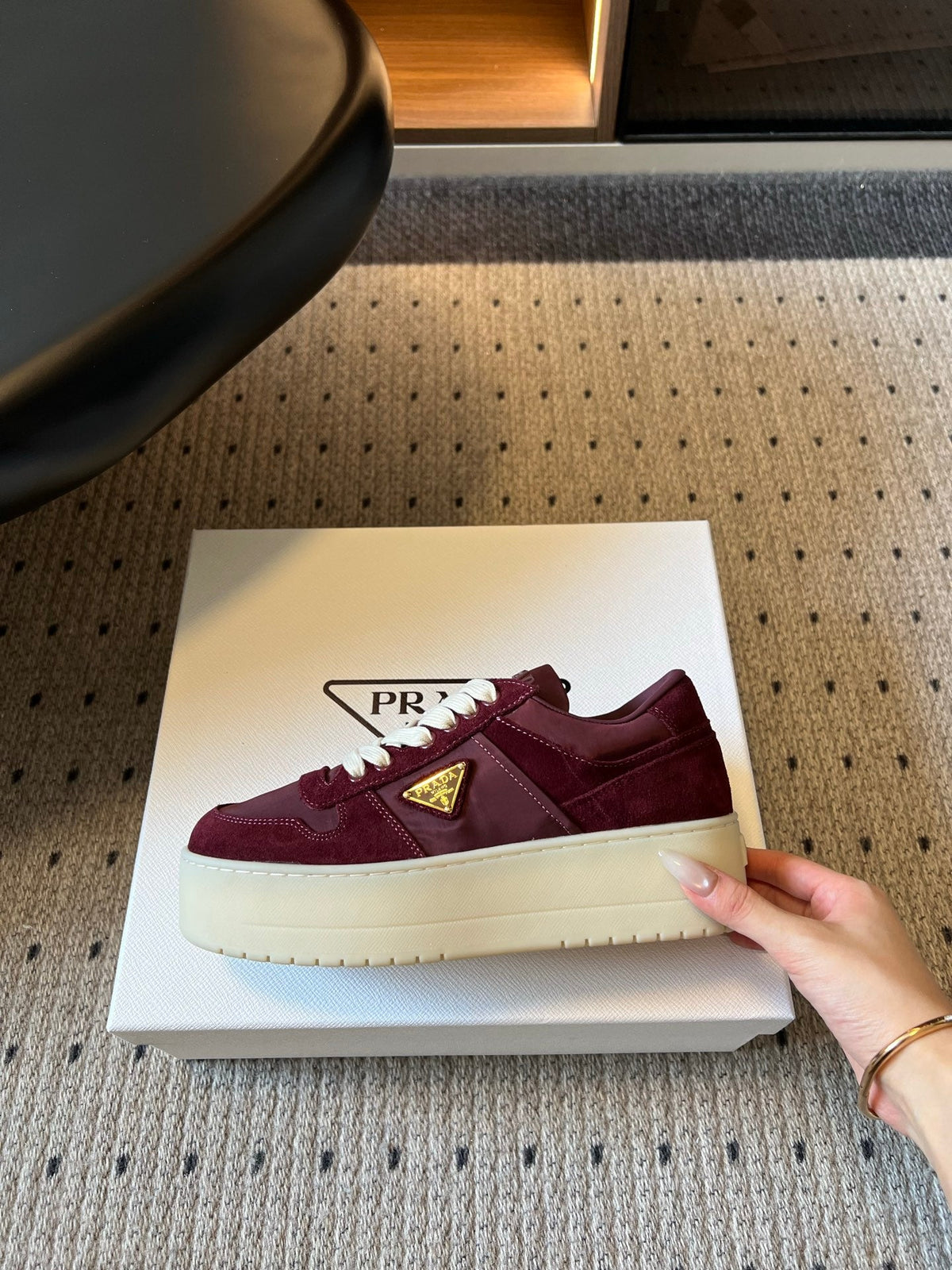 Prada 2026 Downtown Bold Sneakers Suede Fabric 151215