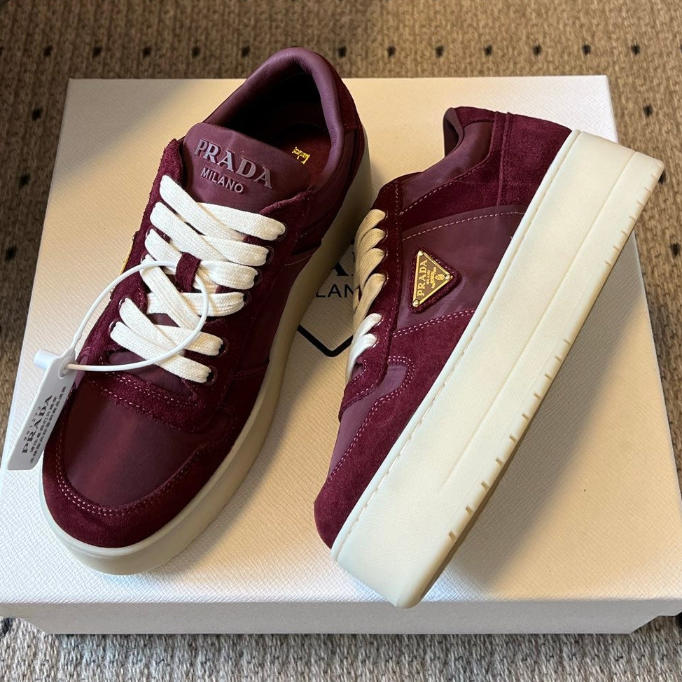Prada 2026 Downtown Bold Sneakers Suede Fabric 151215