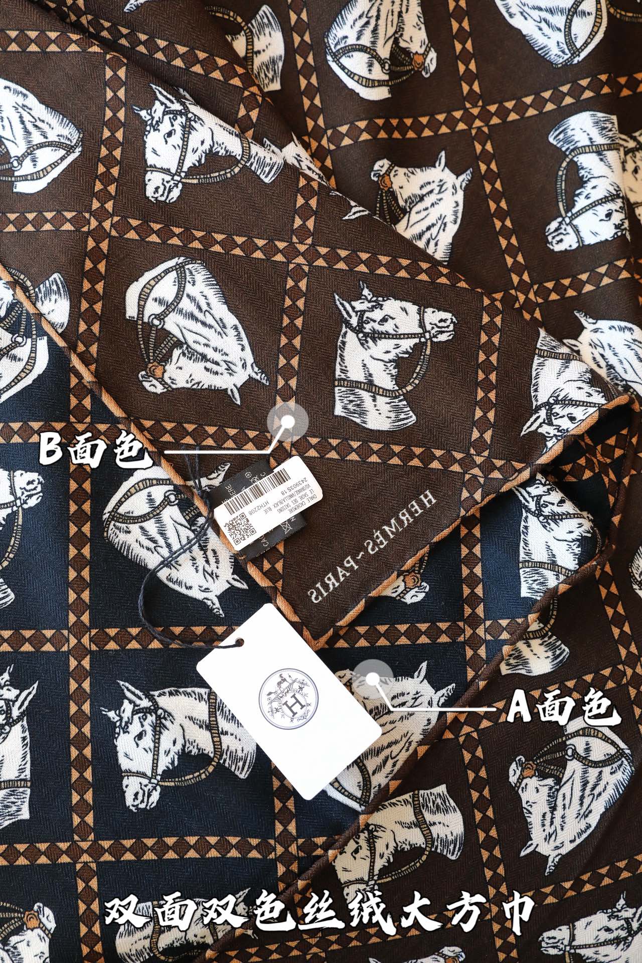 Scarf 140 CM In Black Mix White Cashmere And Silk 335765