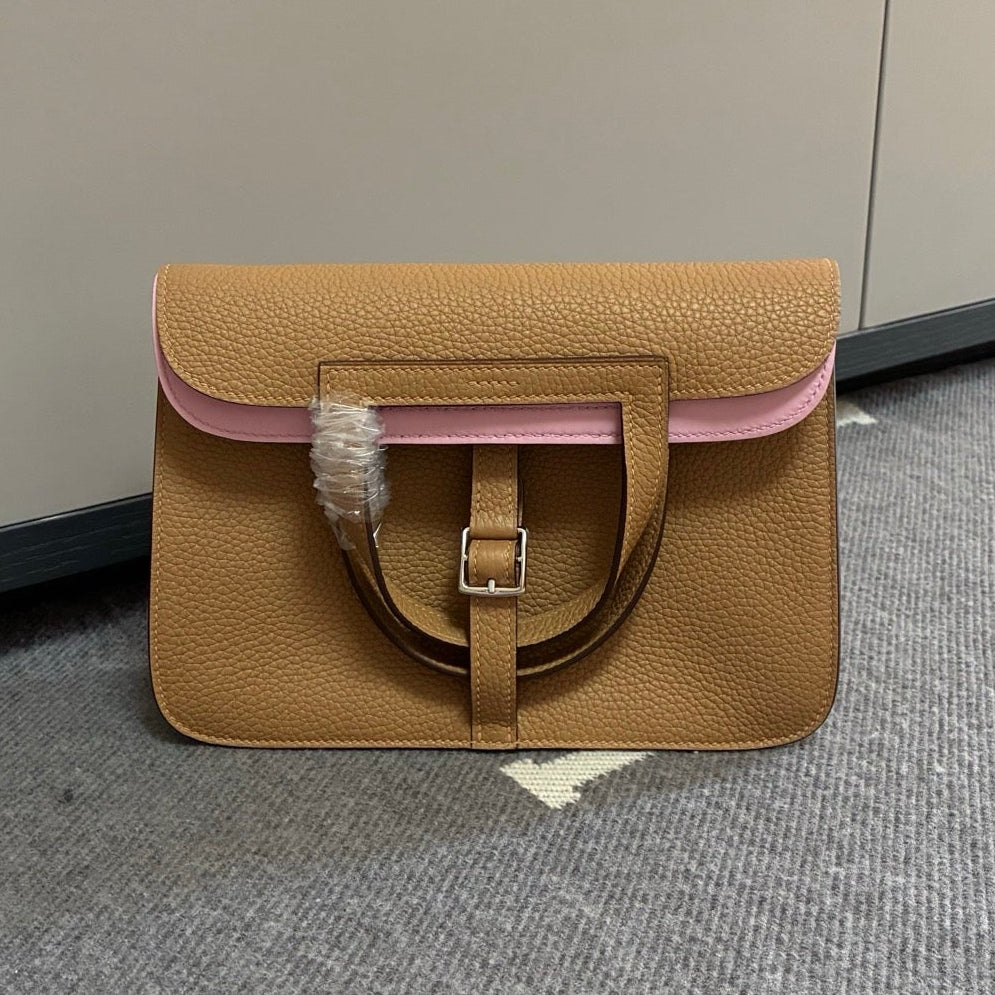 High-end Hermes 2026 Halzan 25 Bag Taurillon Clemence Leather 2