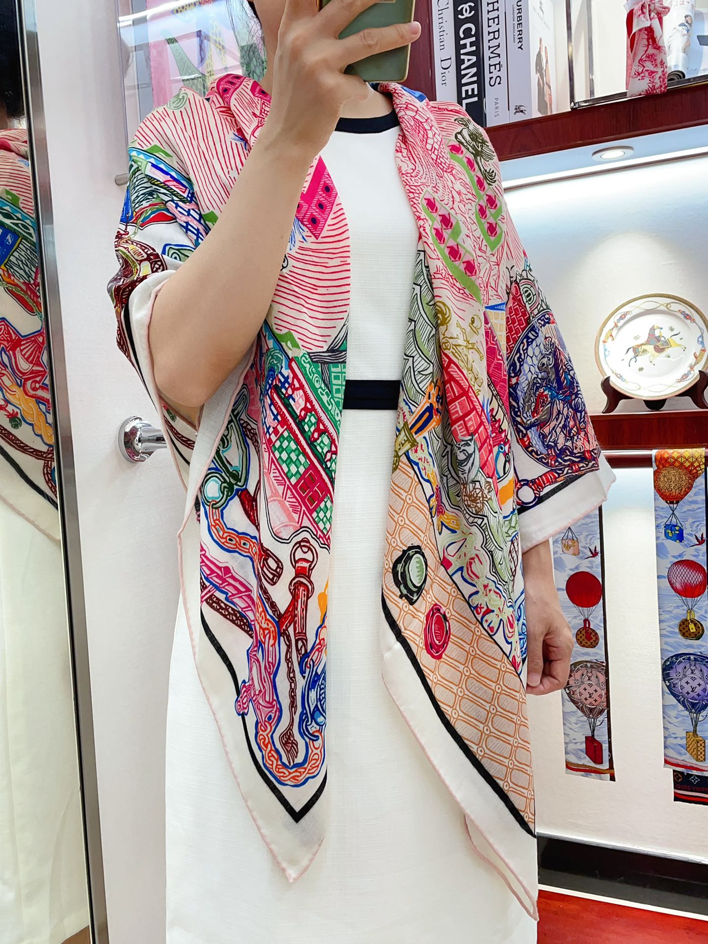 Gavroche Super Silk Quest Détail Scarf 140 CM In Colorful Cashmere 300440