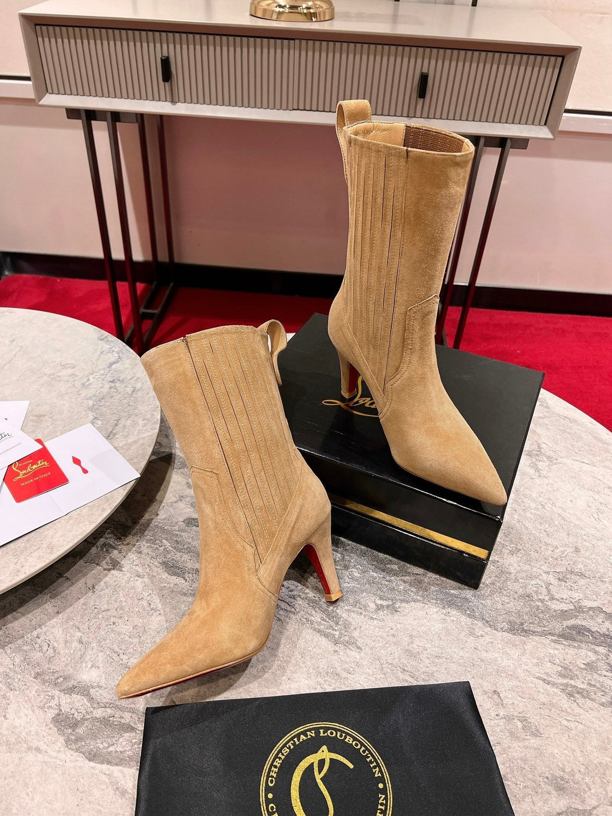 CL Santigag 85 Mm Low Boots Veau Velours Lionne