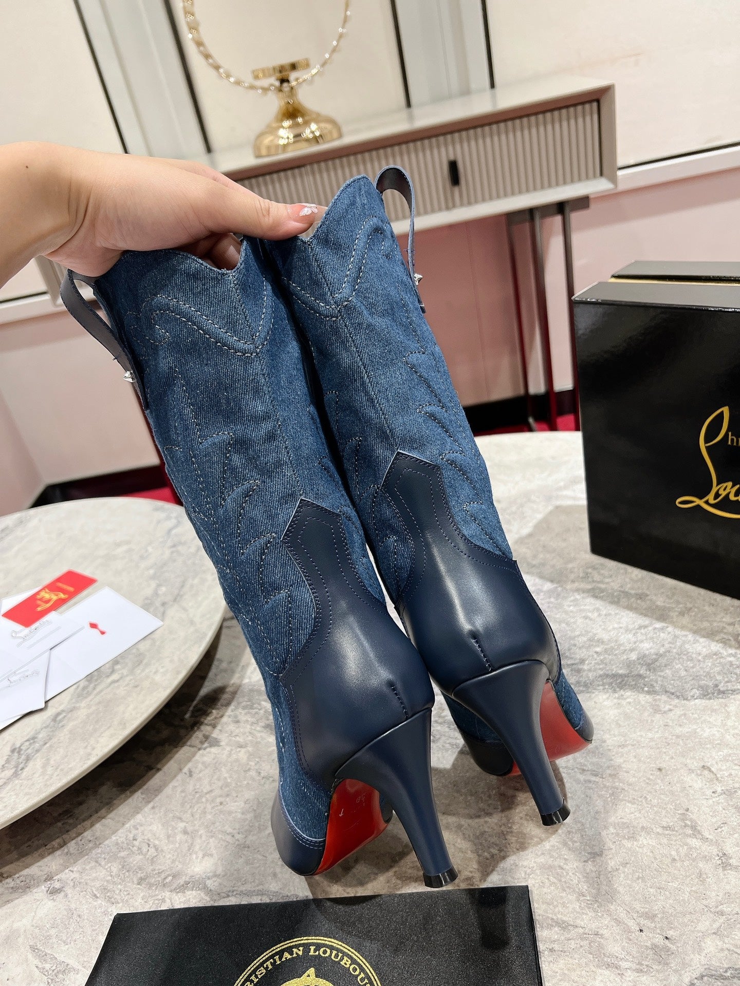 CL Santiabooty 85 Mm Low Boots Nappa Leather And Denim
