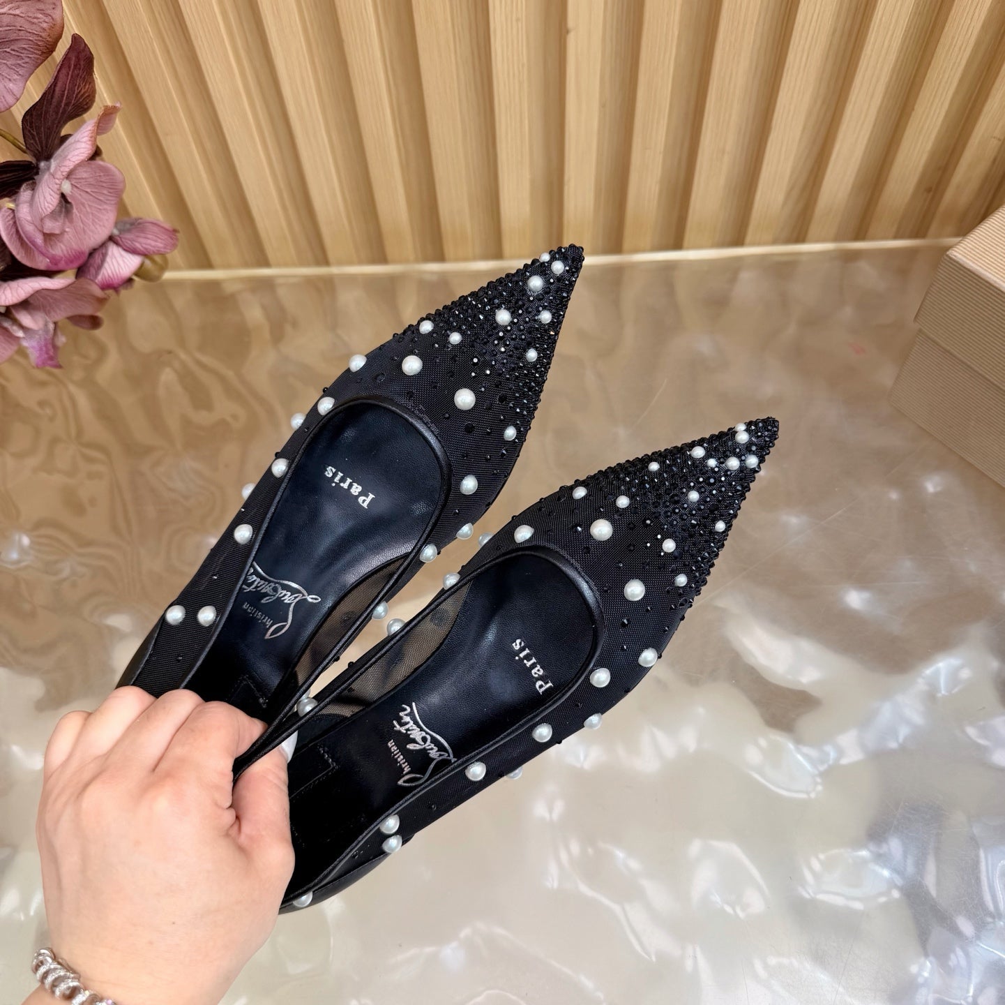 Christian Louboutin 2026 Miss Z Degrastrassina Perla Pump Mesh Strass 853079