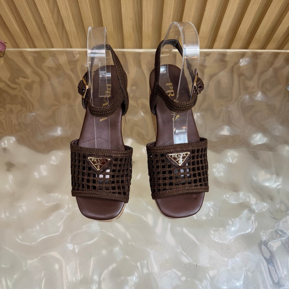Prada 2026 Platform Sandals 75mm Crochet Fabric 151249