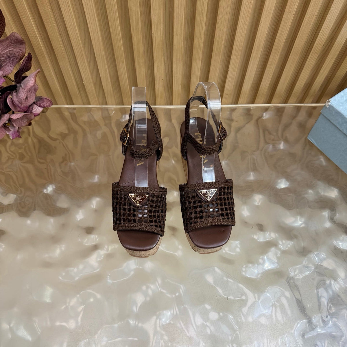 Prada 2026 Platform Sandals 75mm Crochet Fabric 151249