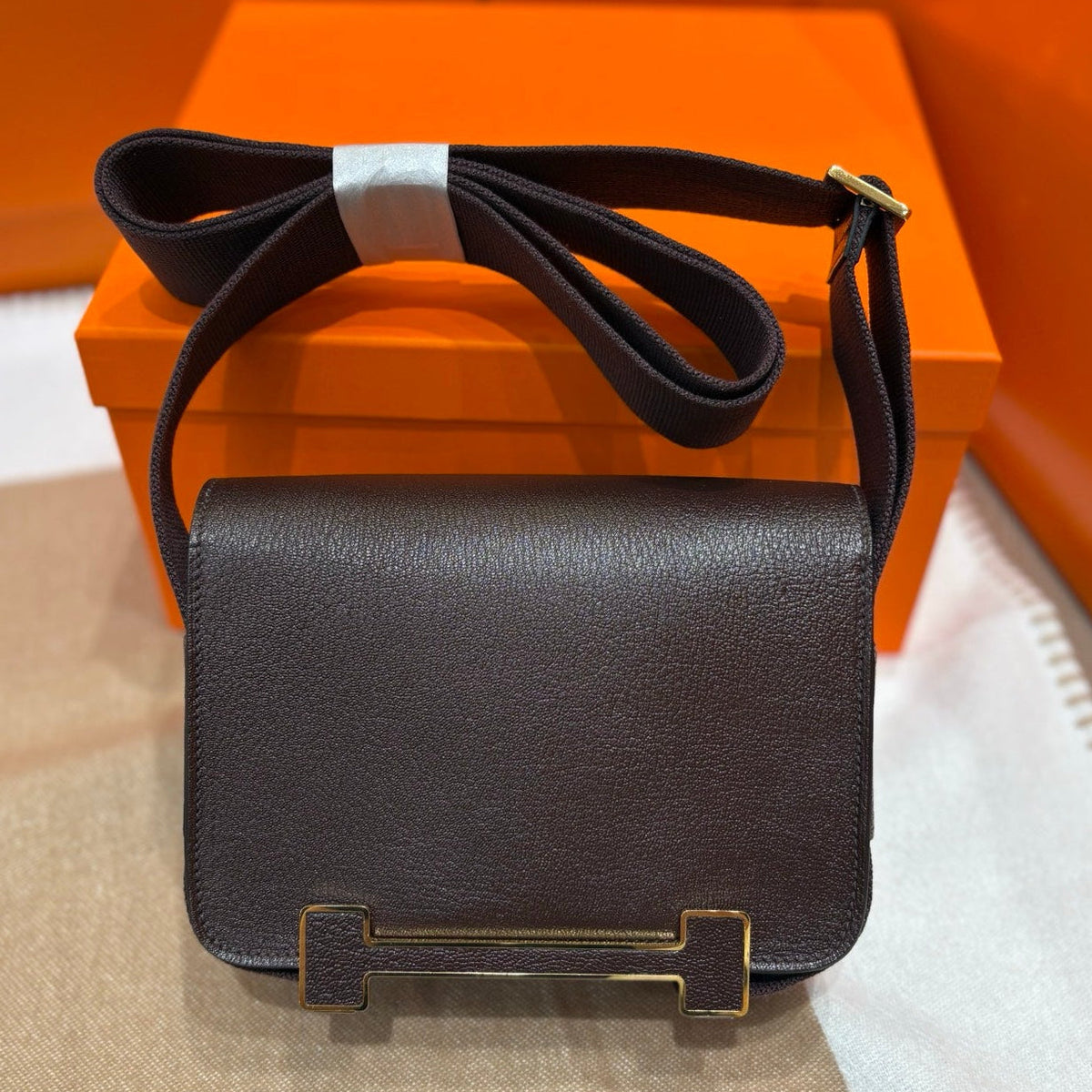 High-end Hermes 2026 Geta Bag 20cm Evercolor Calfskin