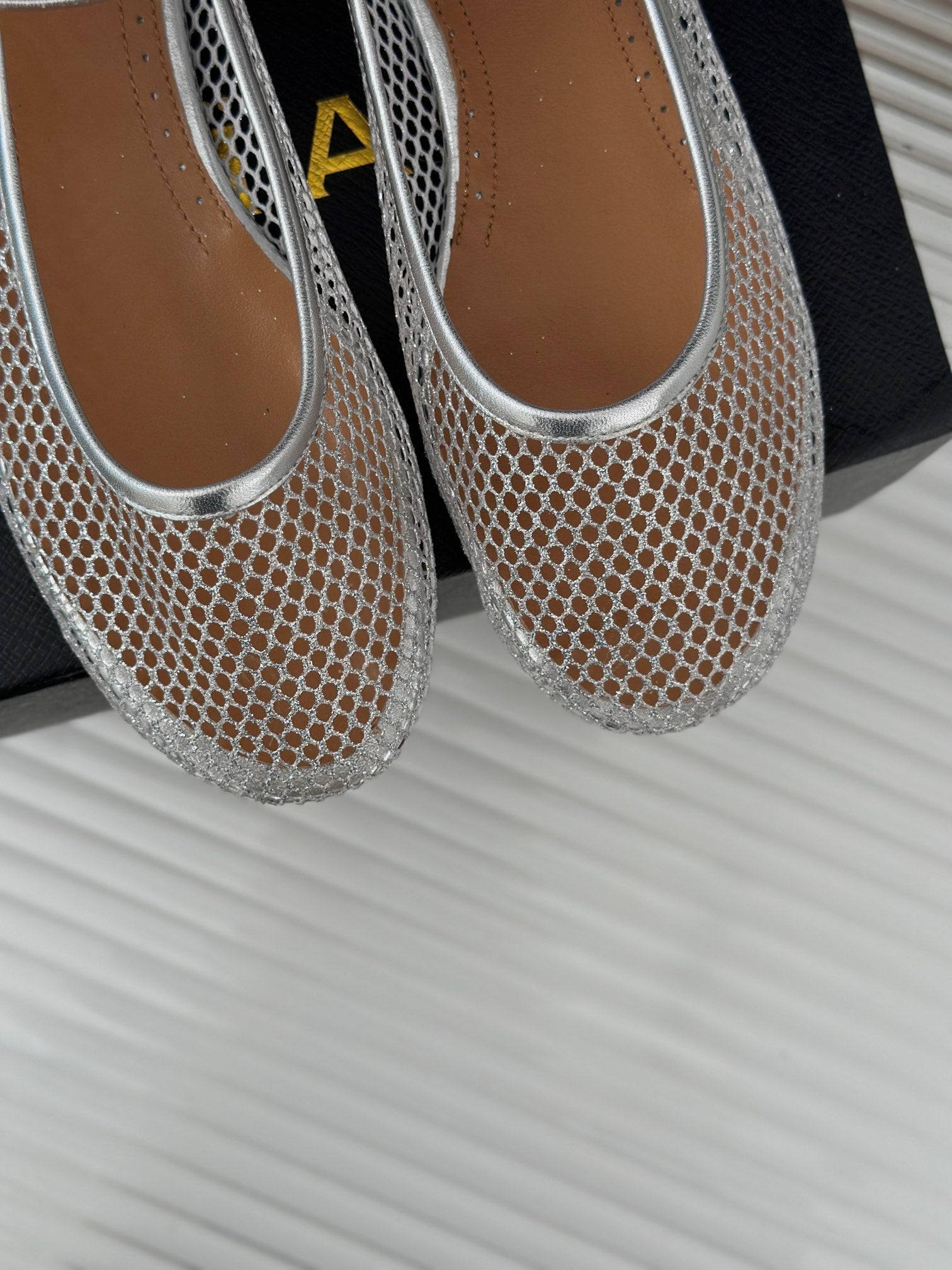 Alaia Mary Jane Ballet Flat Silver Lambskin 293236