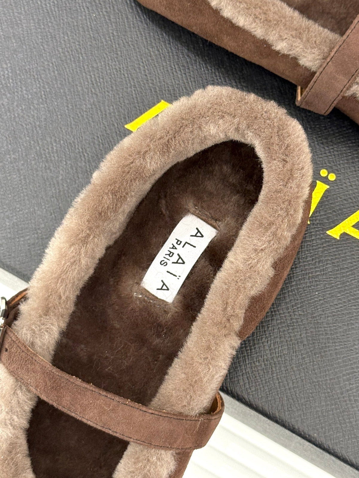 Alaia 25WF Mary Jane chocolate brown suede wool 472224