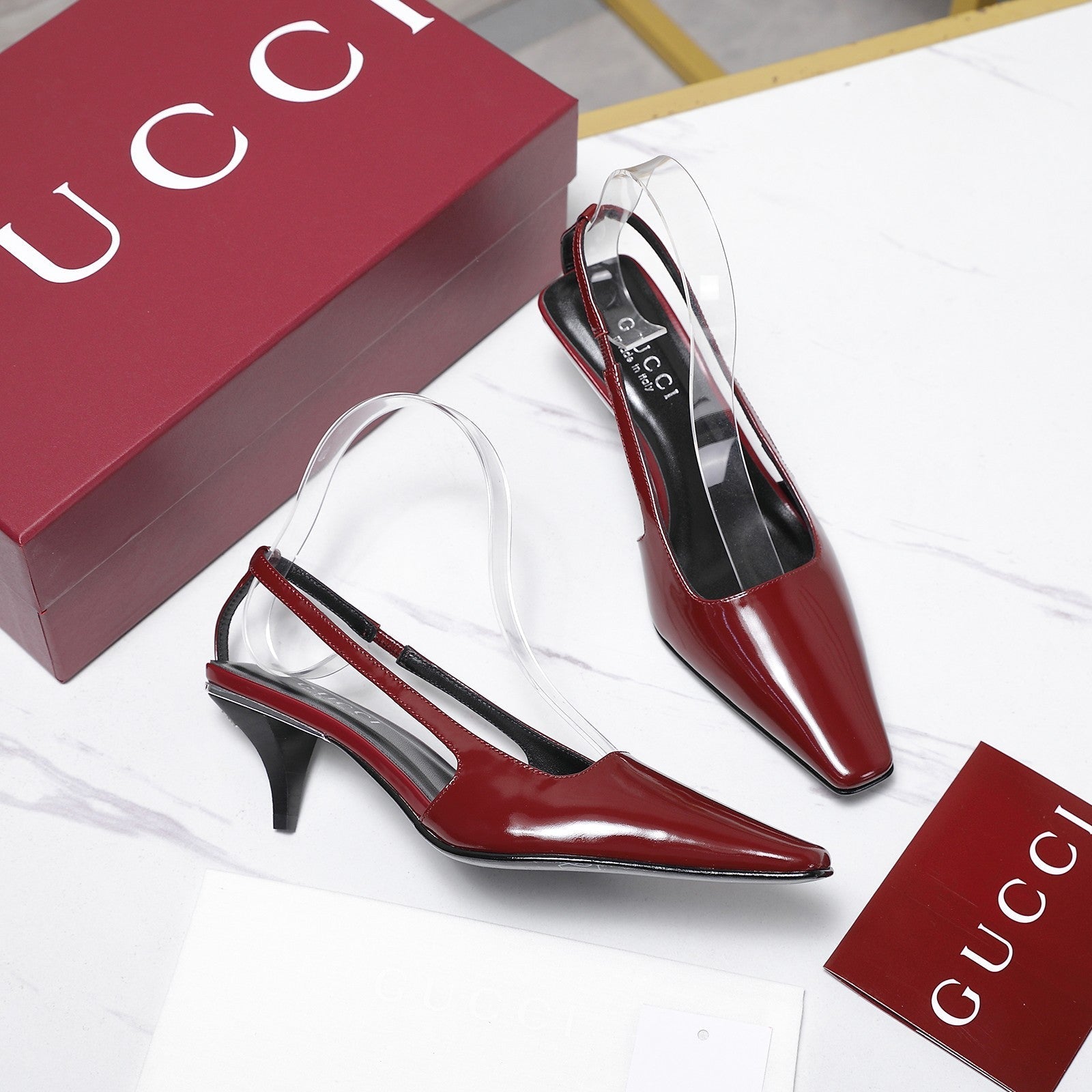 GG 26ss Slingback 60 Dark Red Sheepskin 601092