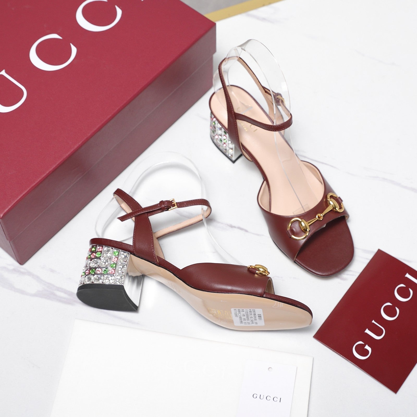 GG 26ss Sandals 55 Burgundy Beige Sheepskin 601097