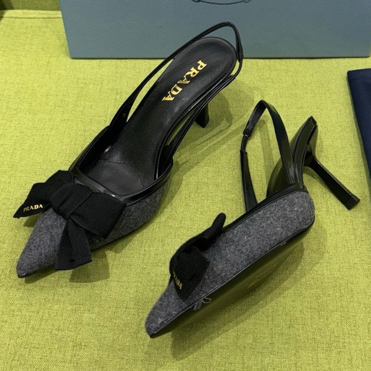 Prada 2026 Bow Detail Slingback 75mm Fabric 148635