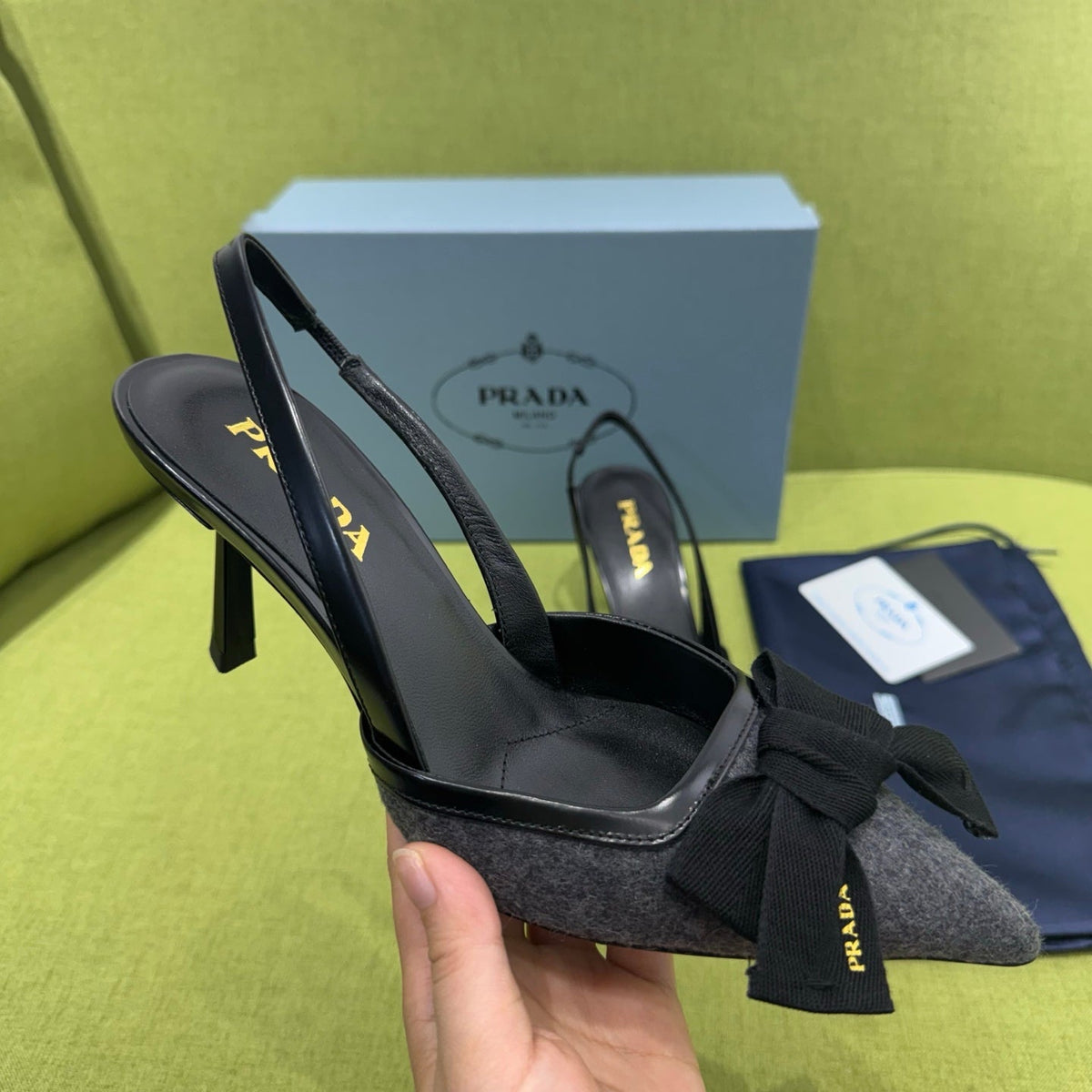 Prada 2026 Bow Detail Slingback 75mm Fabric 148635