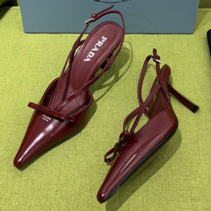 Prada 2026 Pointed Toe Slingback 75mm Suede Leather 148651