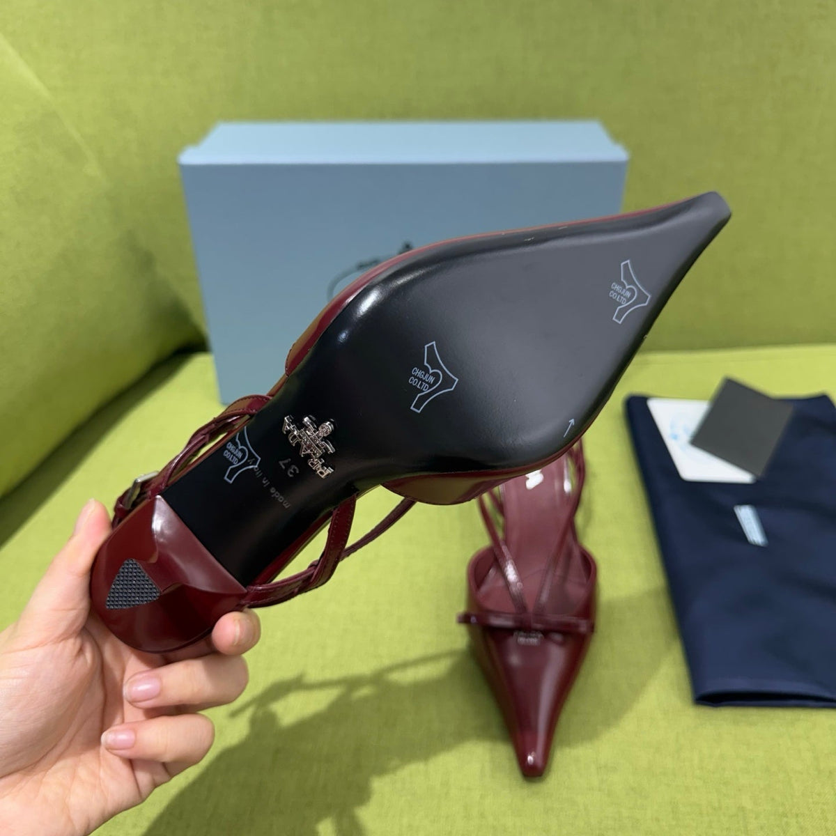 Prada 2026 Pointed Toe Slingback 75mm Suede Leather 148651