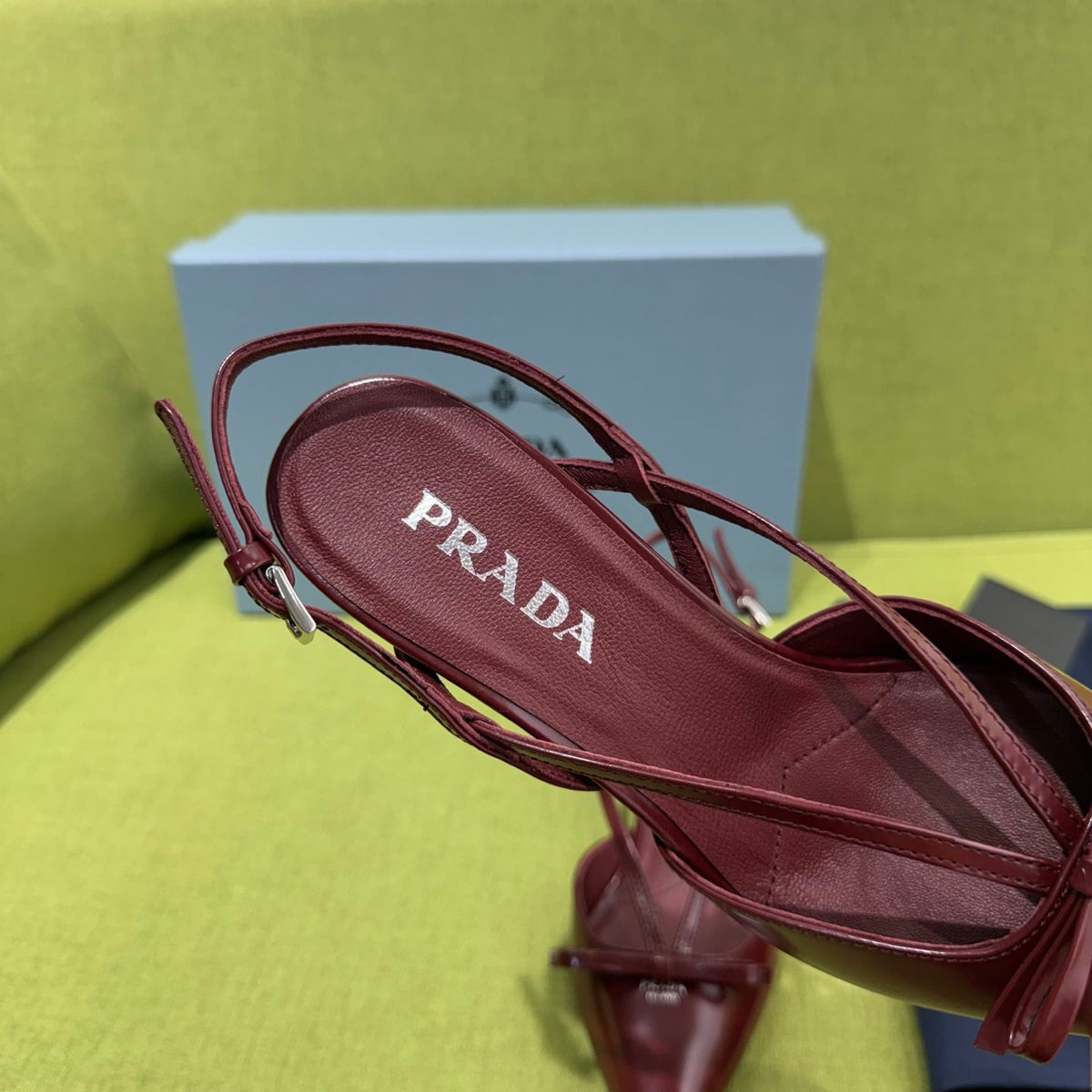 Prada 2026 Pointed Toe Slingback 75mm Suede Leather 148651