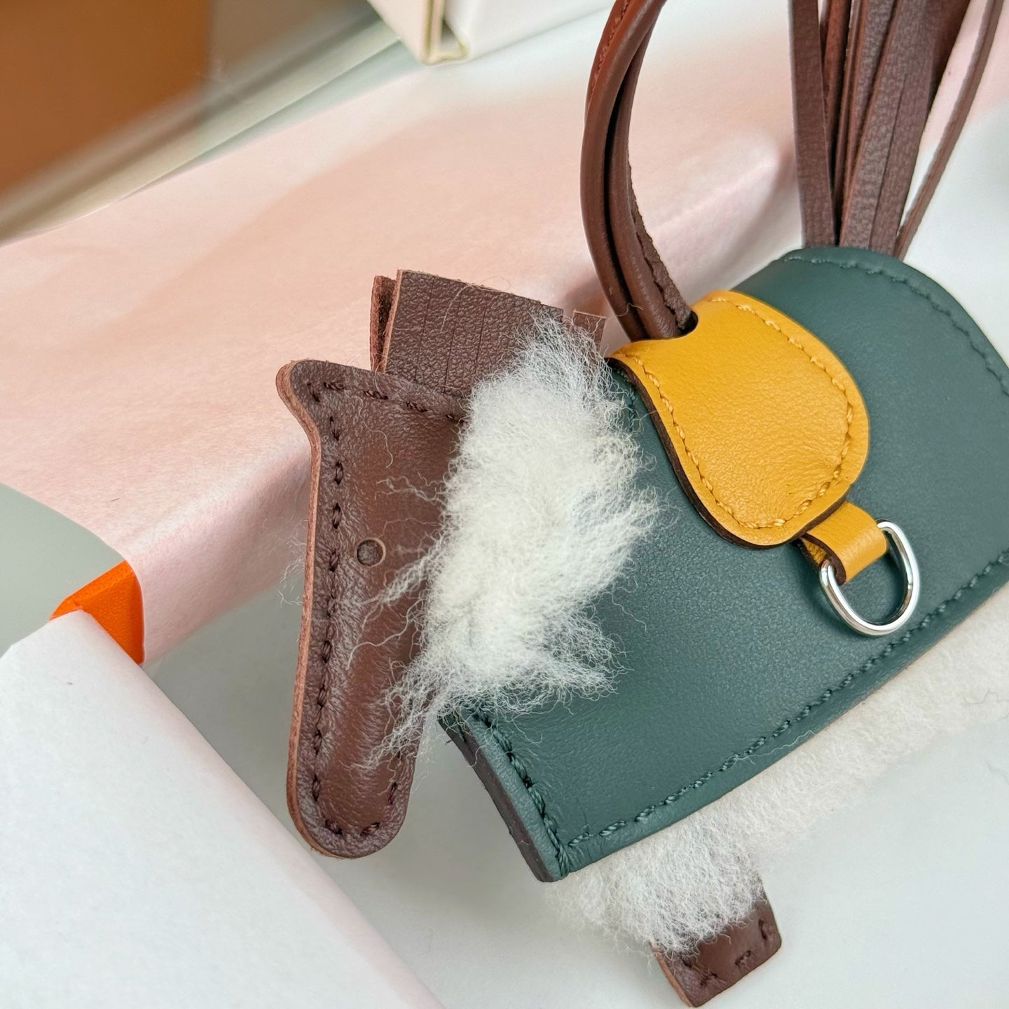 Hermes Rodeo Robeo Coeur Pony Bag Charm Lambswool