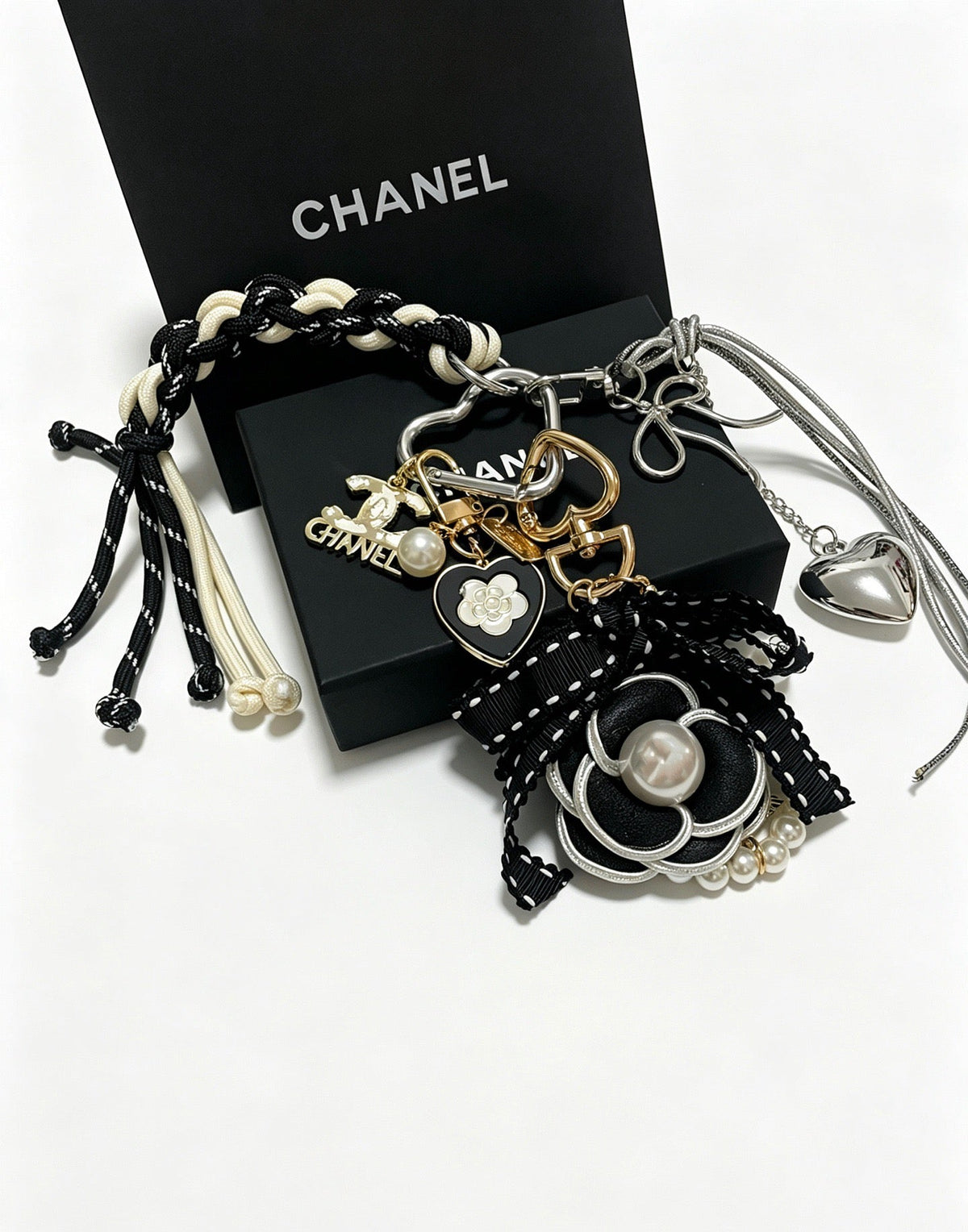 Chanel Black Camellia Flower Charm