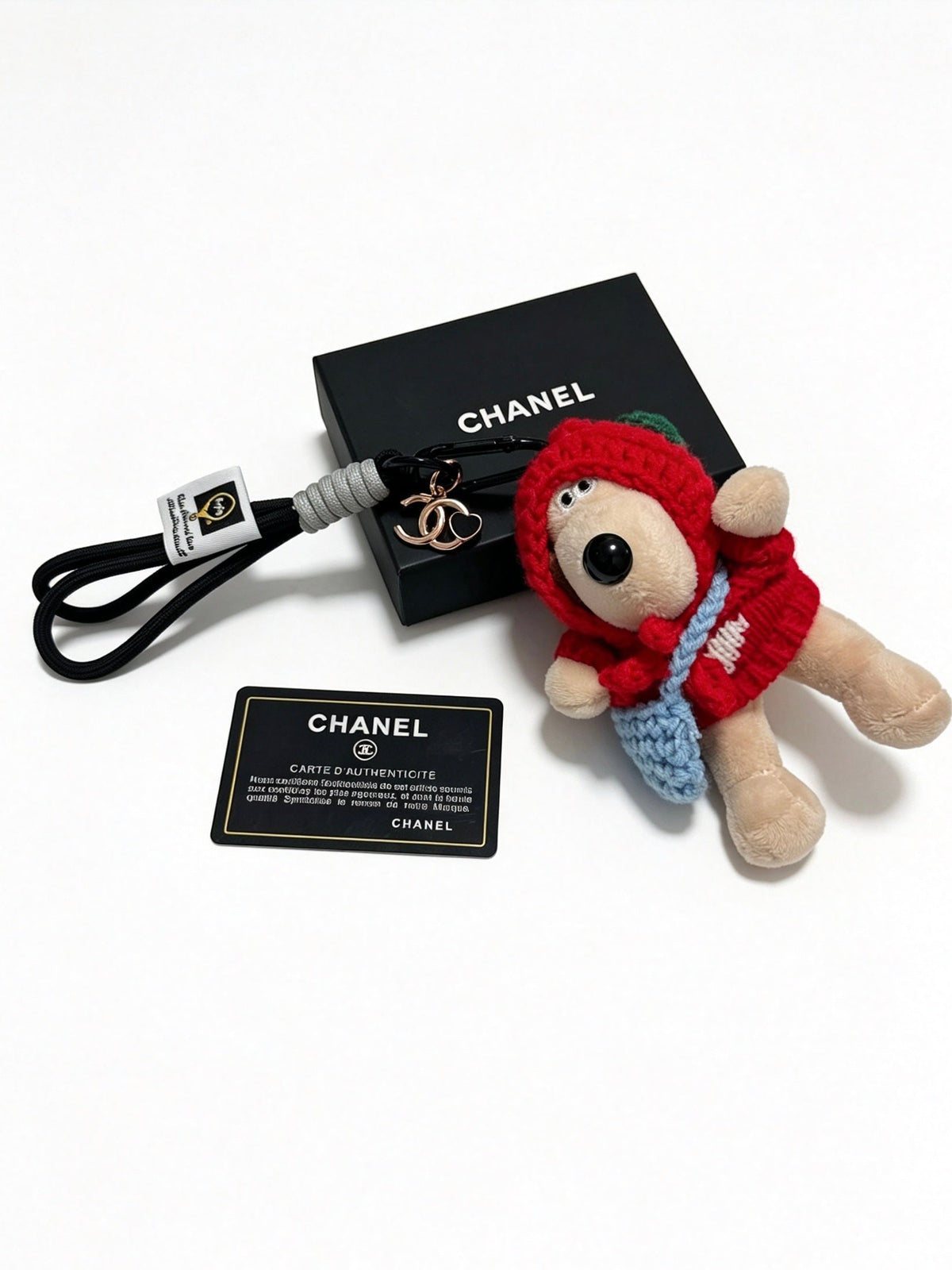 Chanel Red Mix Beige Teddy Bear Charm