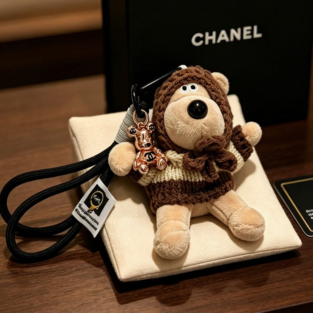 Chanel Cute Plush Dog Charm