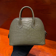 High-end Hermes 2026 Mini Bolide 18cm Olive Green Crocodile Leather