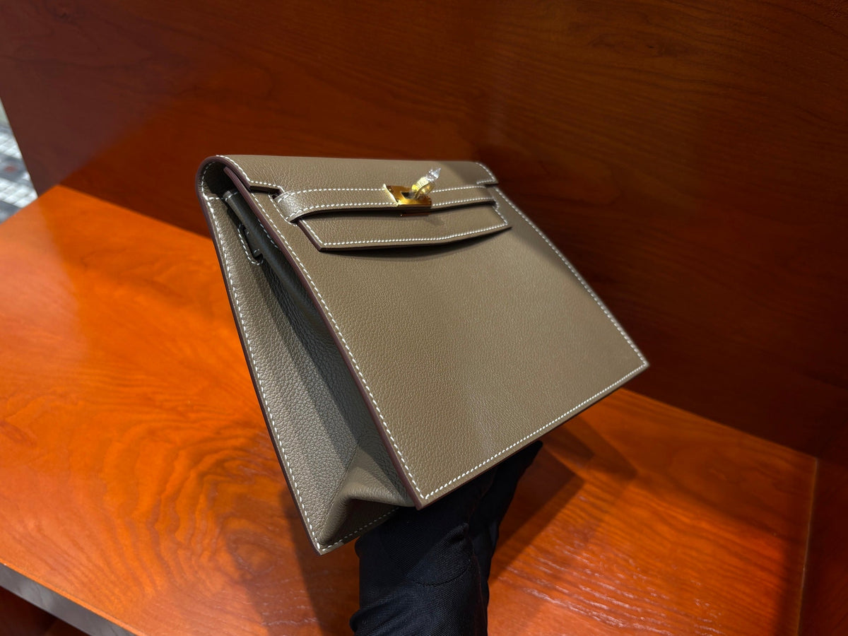 High-end Hermes 2026 Kelly Danse 22cm Elephant Grey Evercolor Leather
