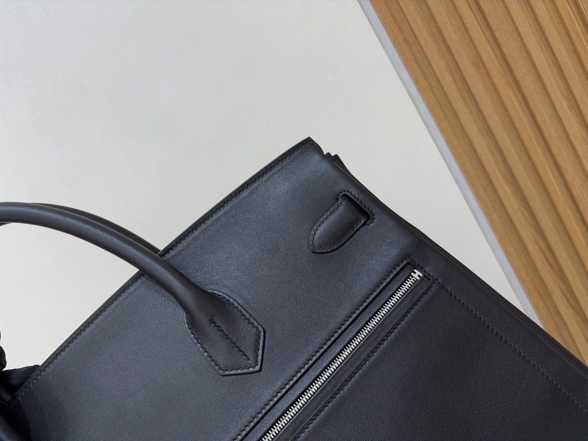 High-end Hermes 2026 Birkin 40cm Haut à Courroies (HAC) Rock Bag Black Swift Leather