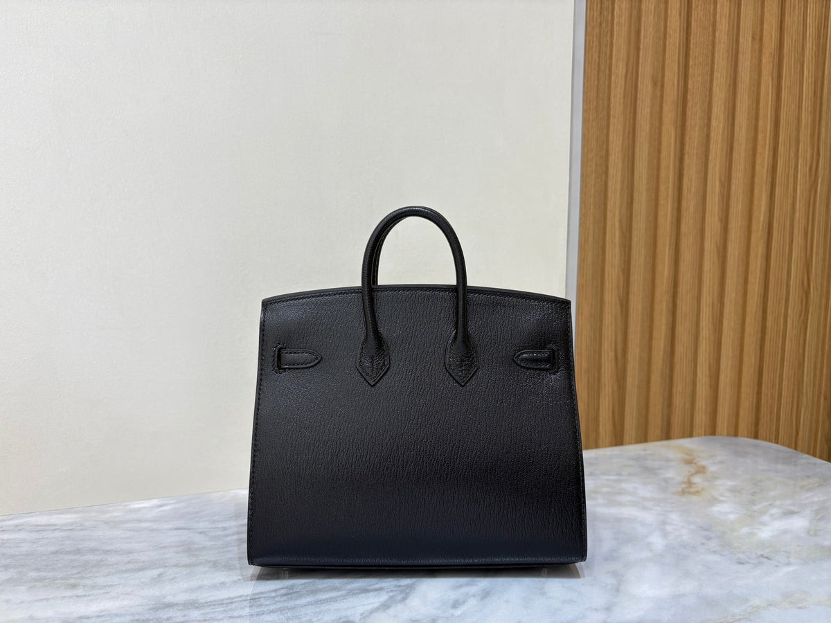 High-end Hermes 2026 Birkin 20cm Sellier "Disco" Bag Black Chamkila Goatskin