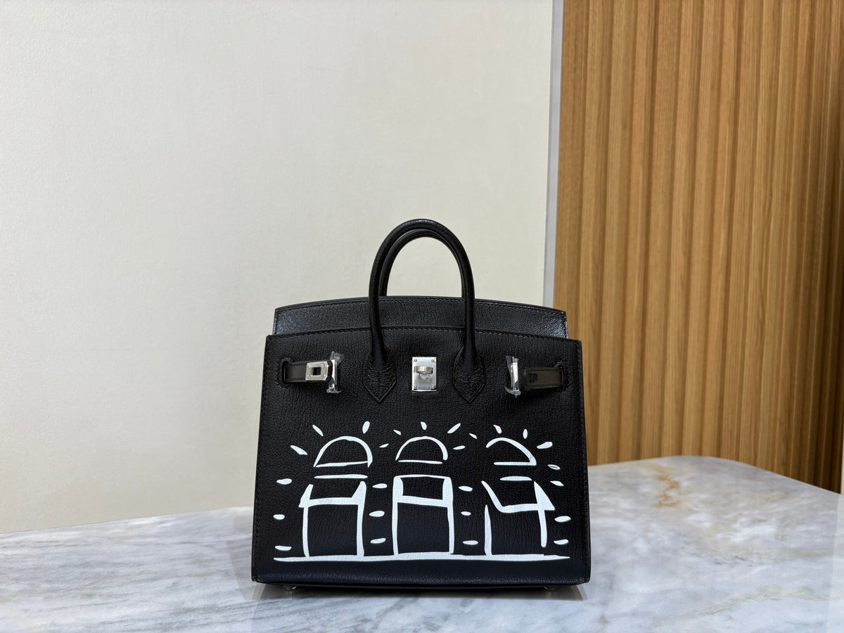 High-end Hermes 2026 Birkin 20cm Sellier "Disco" Bag Black Chamkila Goatskin
