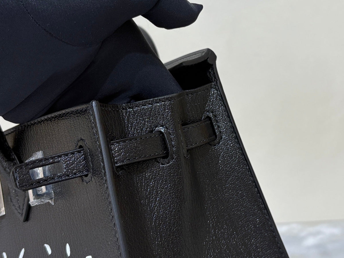 High-end Hermes 2026 Birkin 20cm Sellier "Disco" Bag Black Chamkila Goatskin