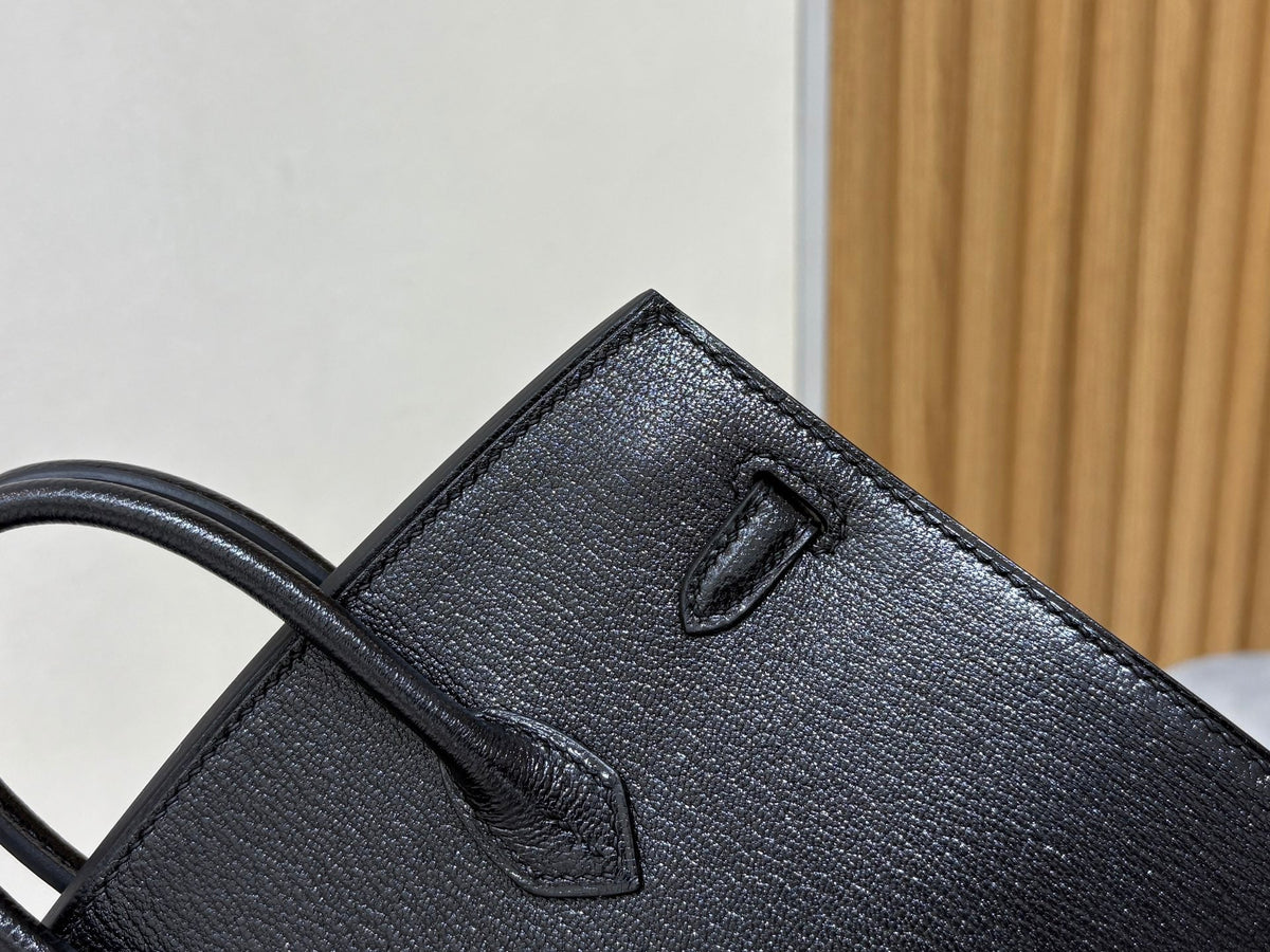 High-end Hermes 2026 Birkin 20cm Sellier "Disco" Bag Black Chamkila Goatskin