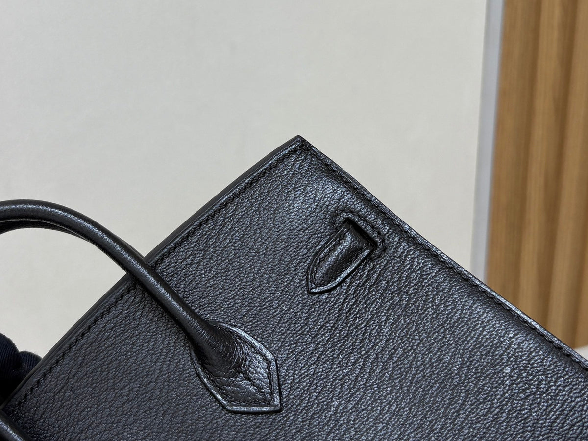 High-end Hermes 2026 Birkin 20cm Bouclerie Casaque Bag Black Goatskin Leather