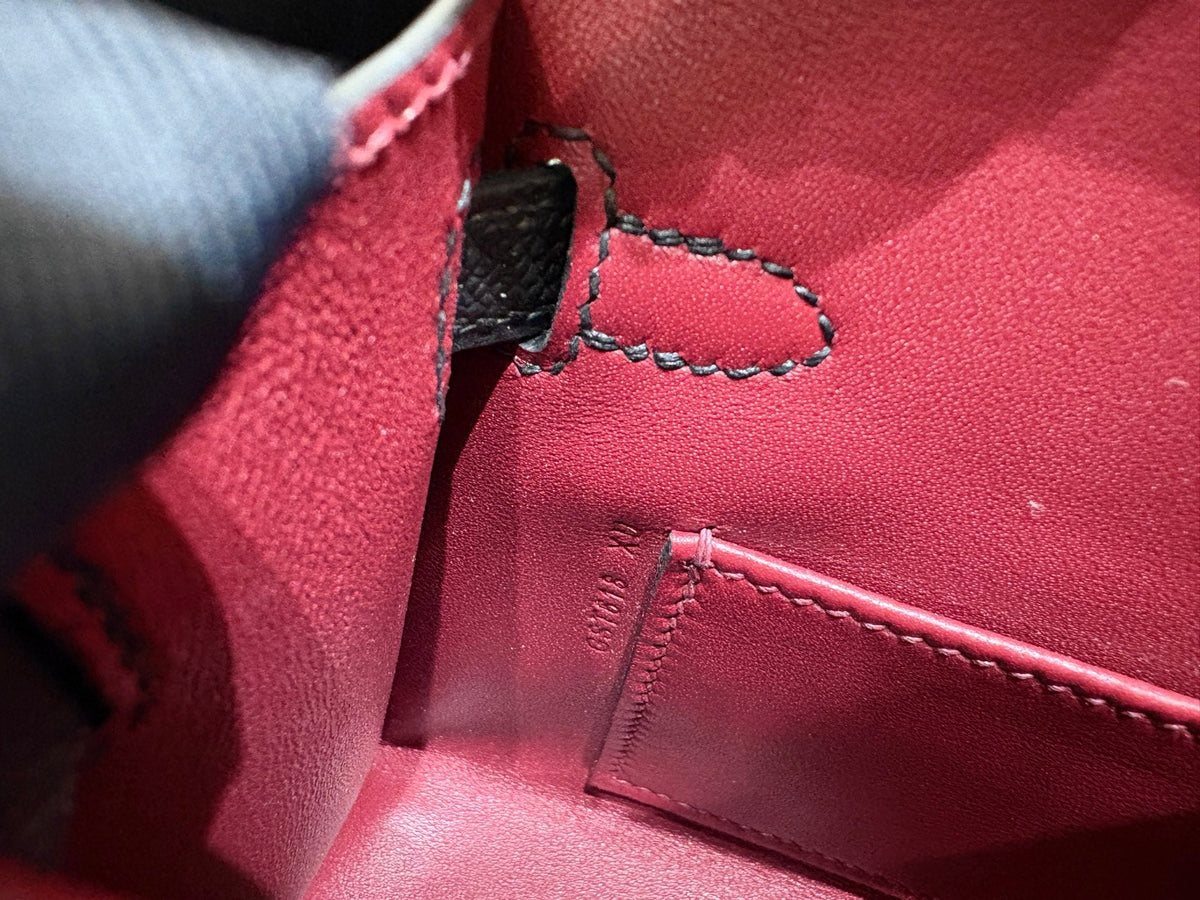 High-end Hermes 2026 Mini Kelly II 19cm Bag Black mix Indigo Blue Epsom Leather