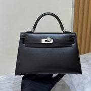 High-end Hermes 2026 Mini Kelly Bag 19cm Black Box Calf Leather