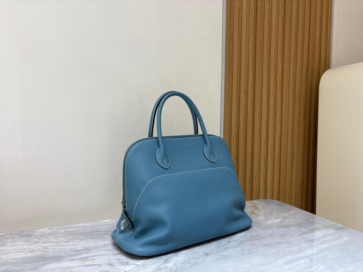 High-end Hermes 2026 Bolide Relax 35cm Bag Blue Swift Leather