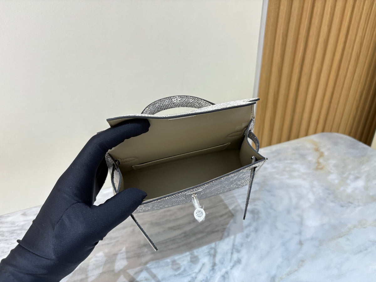 High-end Hermes 2026 Mini Kelly II 19cm Bag Lizard Skin