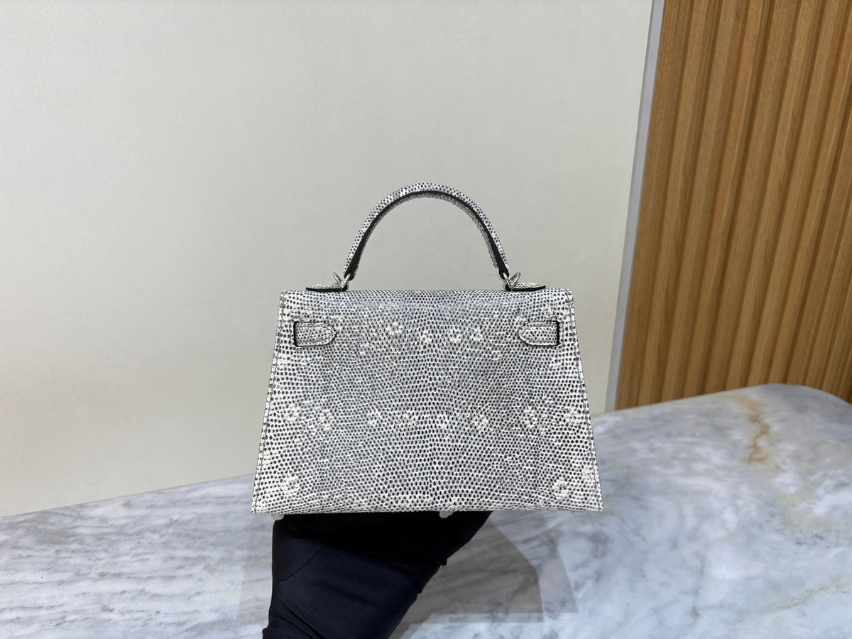 High-end Hermes 2026 Mini Kelly II 19cm Bag Lizard Skin