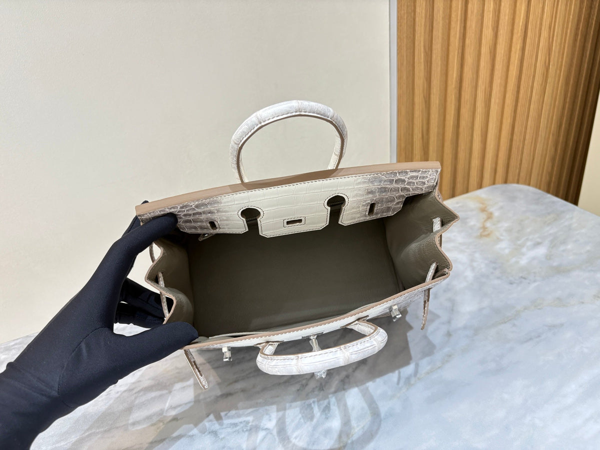 High-end Hermes 2026 Birkin Himalaya 25cm Niloticus Crocodile Leather