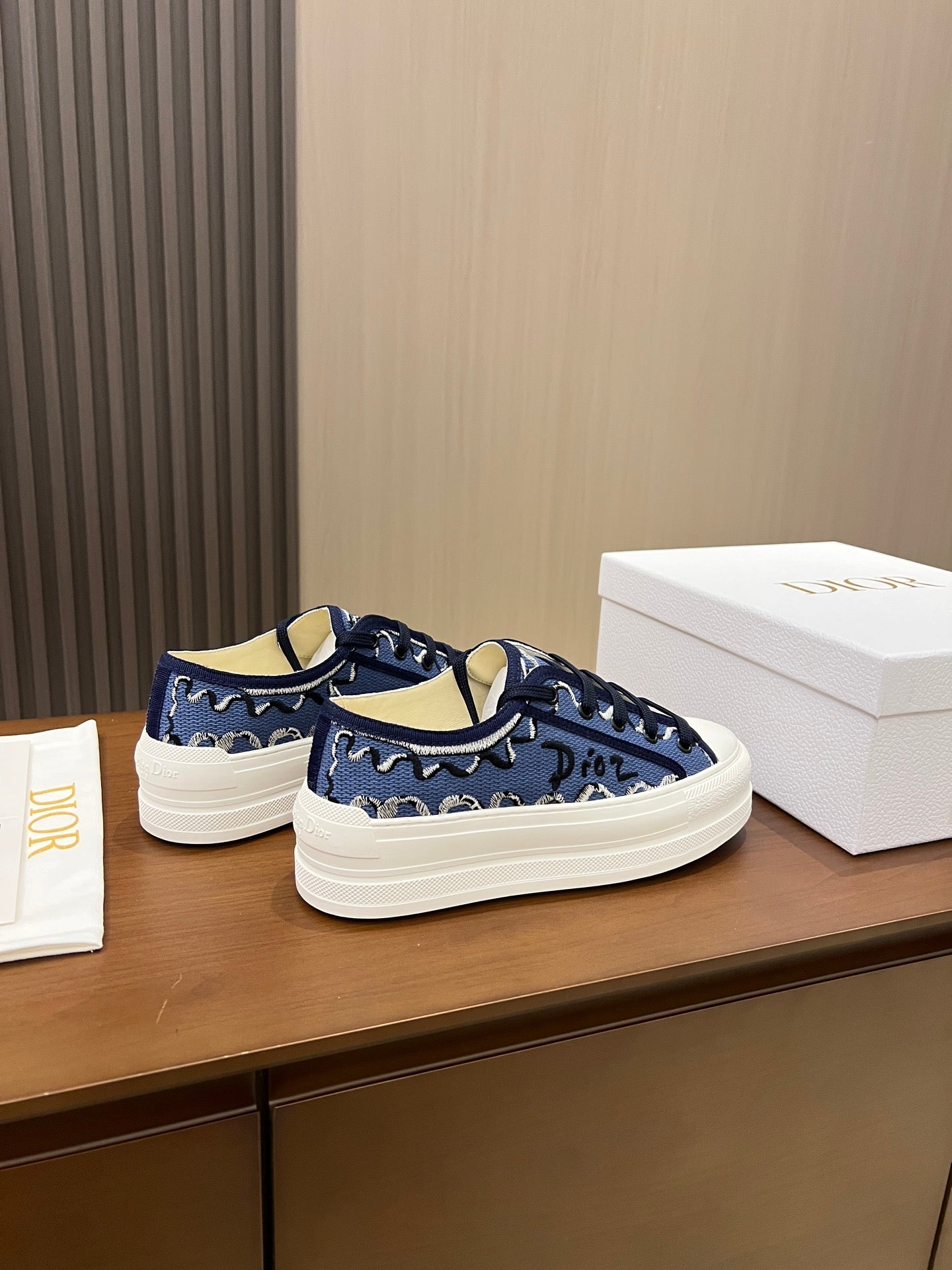 Dior 2026 Walk'n'Dior Platform Sneakers Navy Blue Canvas 960120