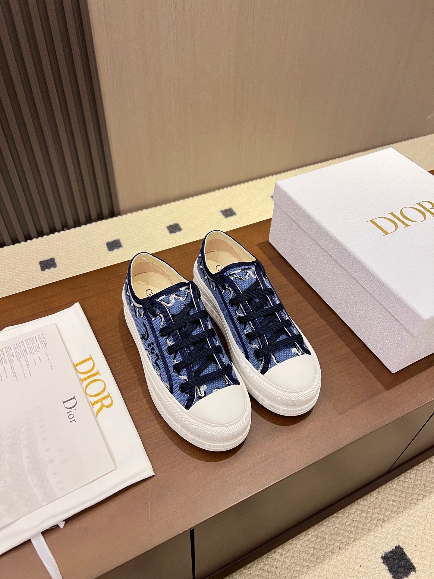 Dior 2026 Walk'n'Dior Platform Sneakers Navy Blue Canvas 960120