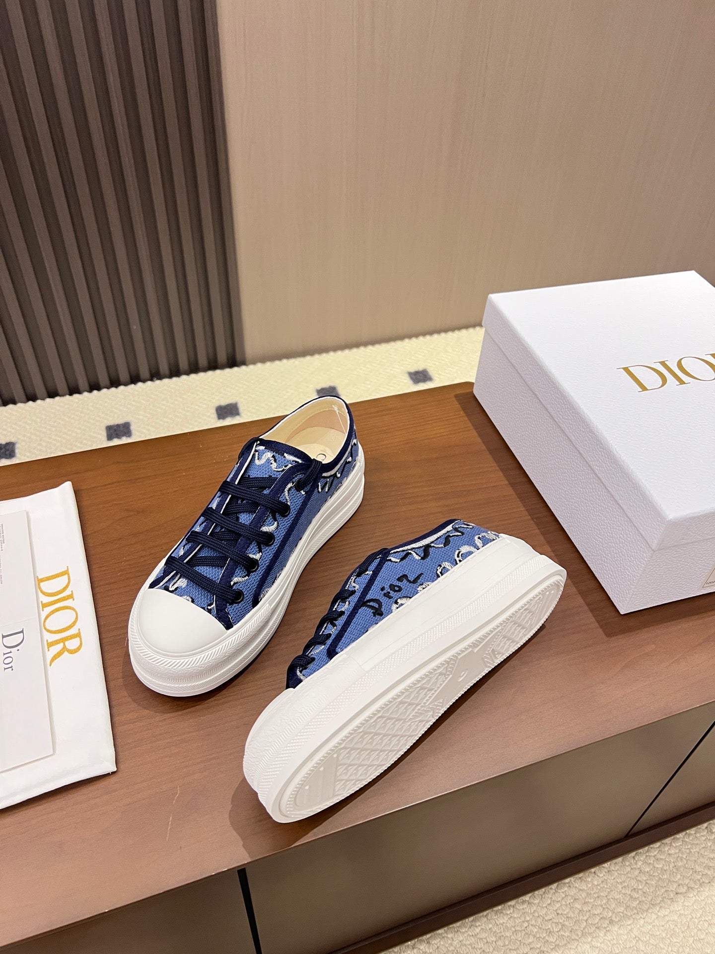 Dior 2026 Walk'n'Dior Platform Sneakers Navy Blue Canvas 960120