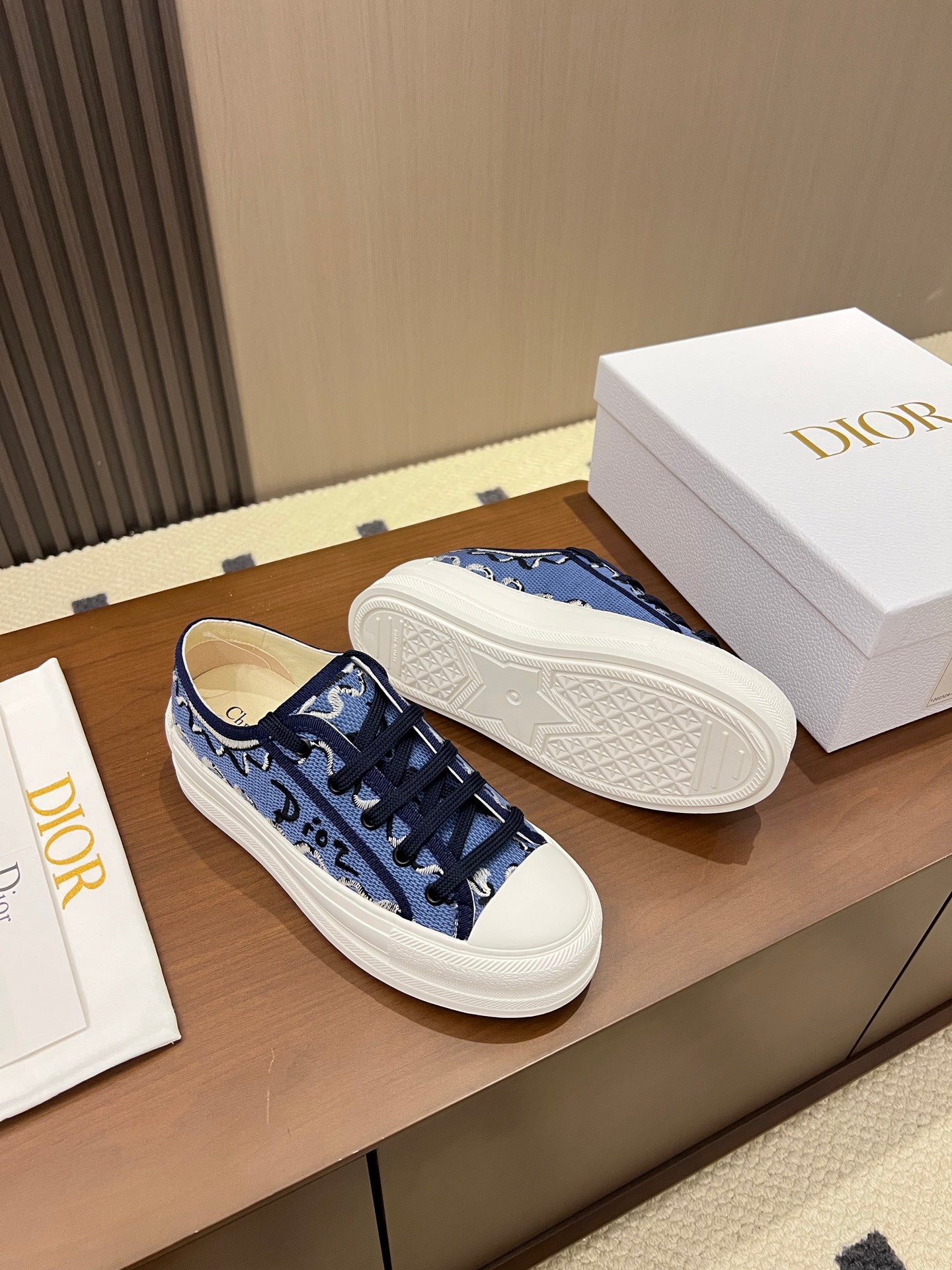Dior 2026 Walk'n'Dior Platform Sneakers Navy Blue Canvas 960120
