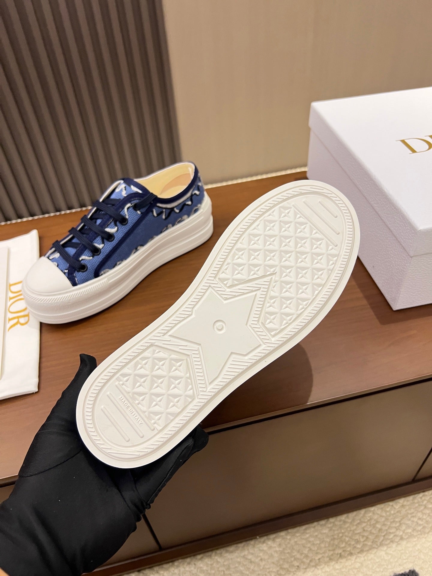 Dior 2026 Walk'n'Dior Platform Sneakers Navy Blue Canvas 960120