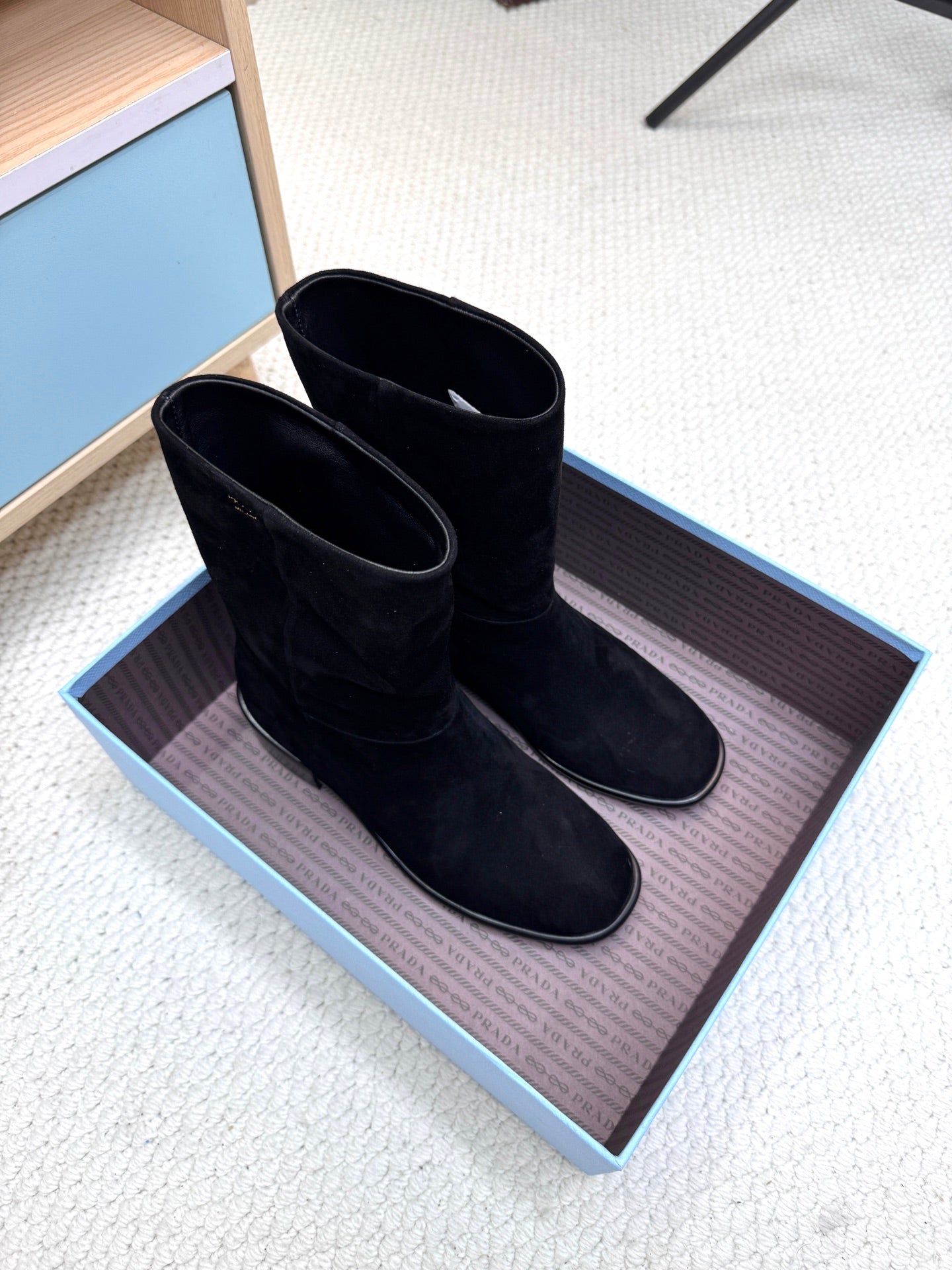 PRA latest mid-length boots black suede 443657