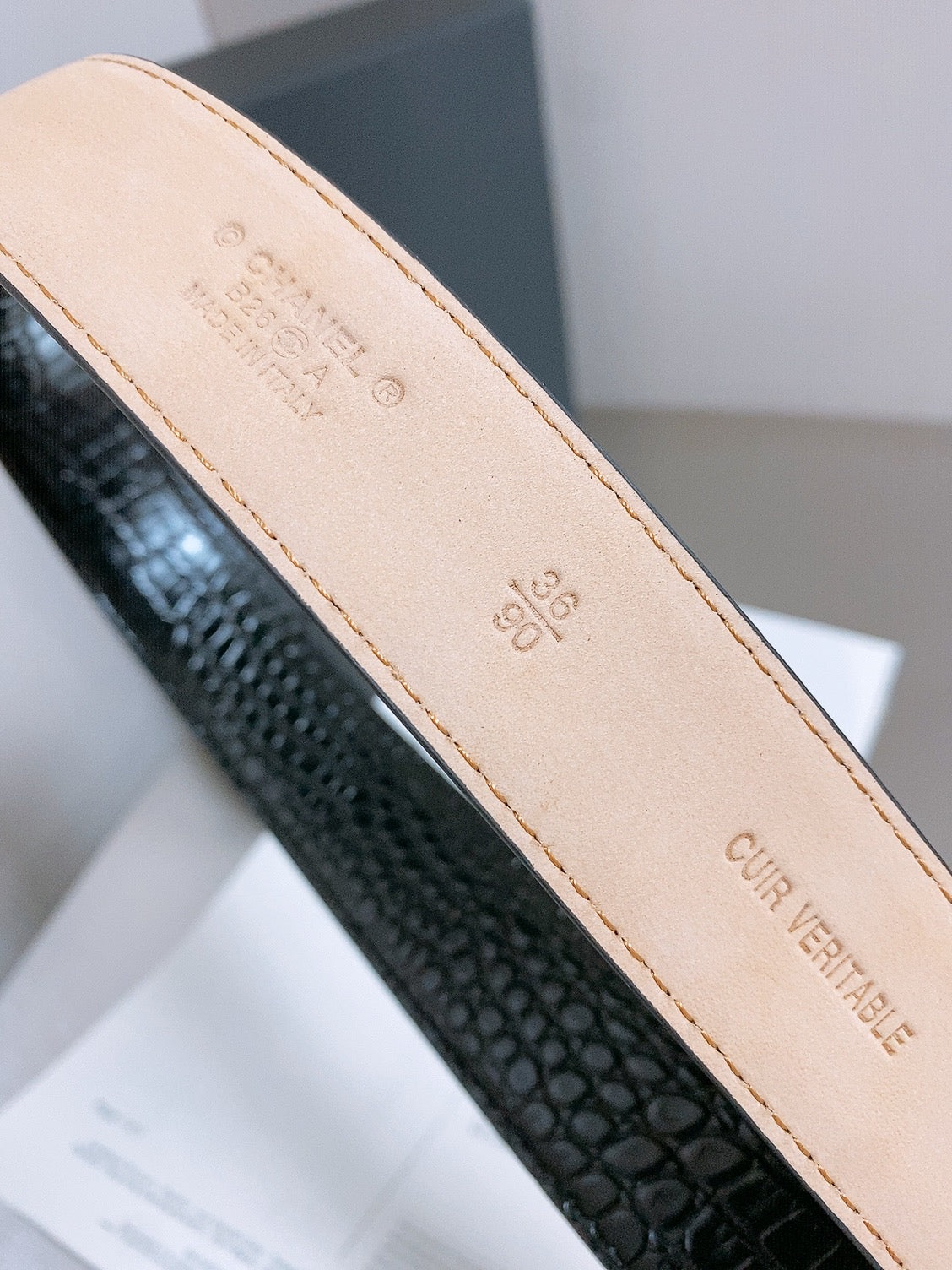 Chanel 2026 Crocodile-Embossed Belt 30mm Calfskin