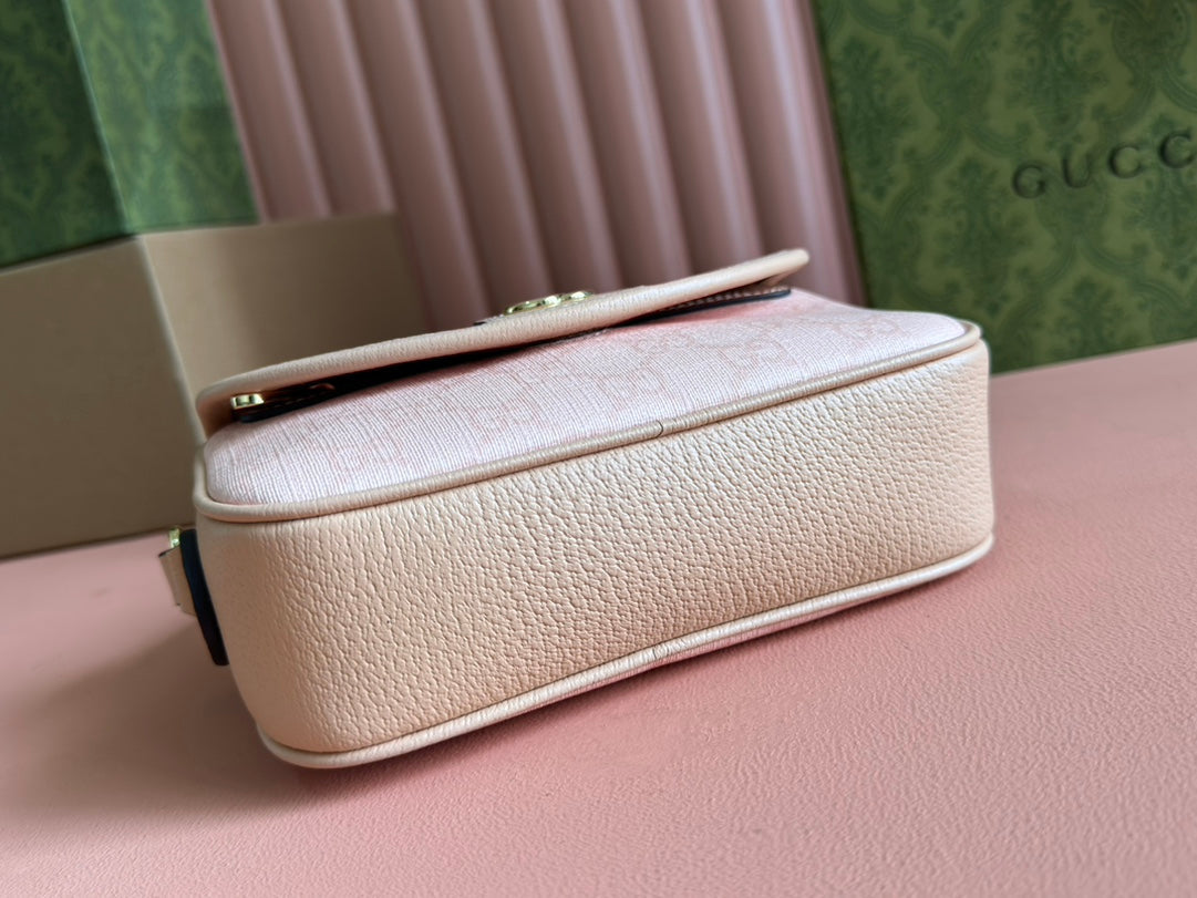 Gucci Ophidia 19cm Bag Pink Canvas 239919