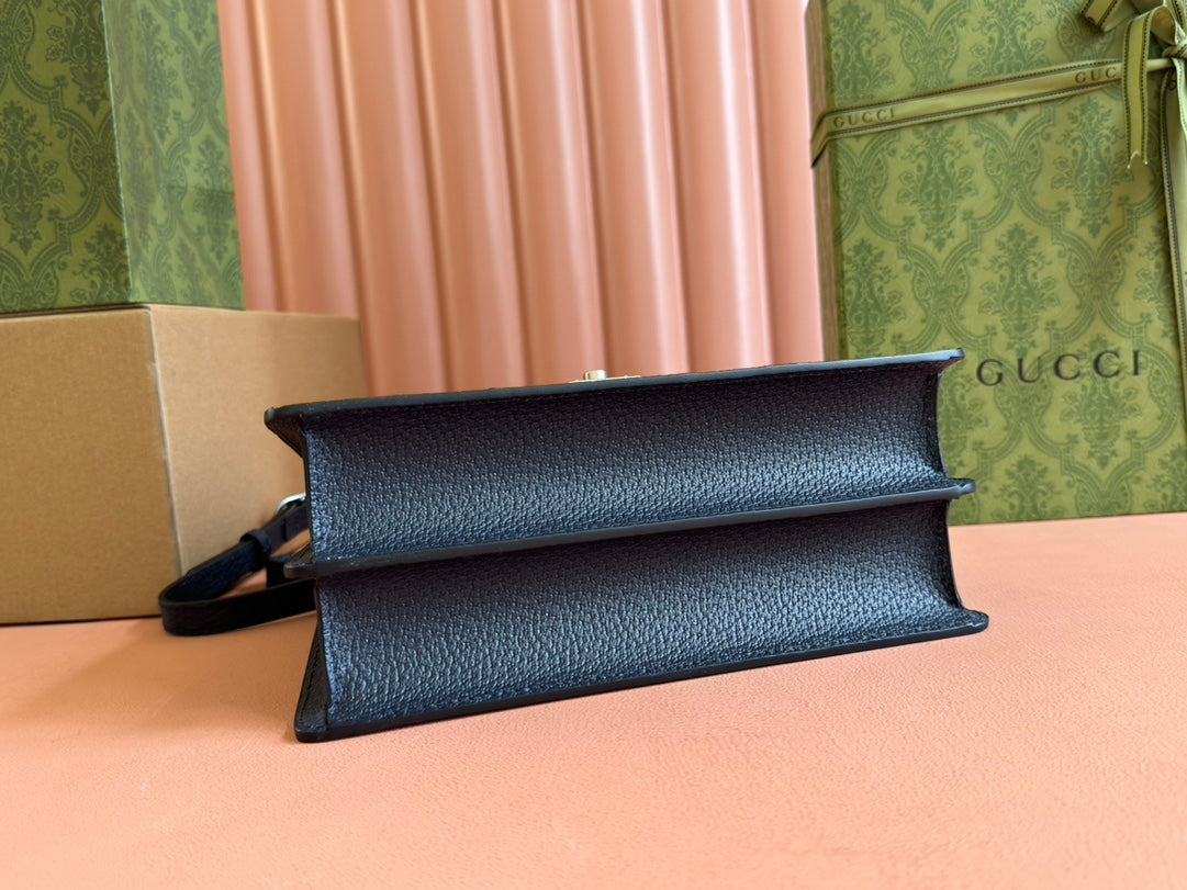 Gucci Ophidia 25cm Bag Ebony Black Canvas Leather 248493