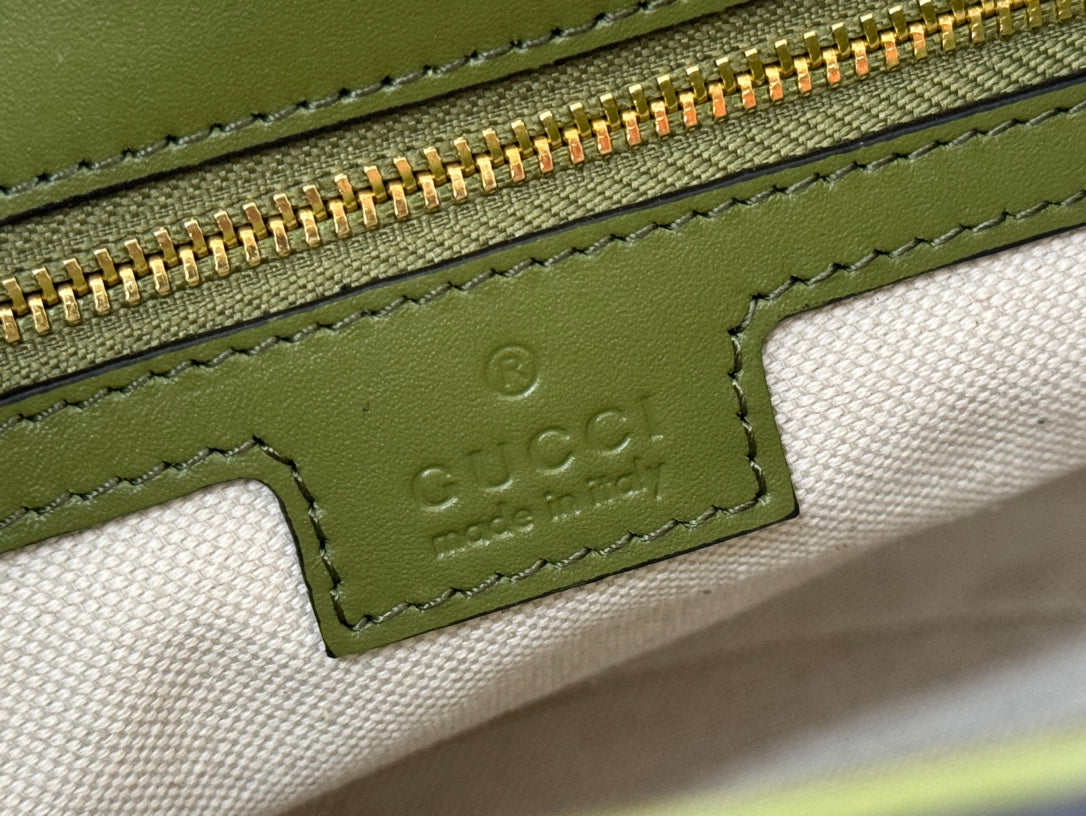 Gucci 73 Mini 20cm Bucket Bag Green Suede Leather 244449