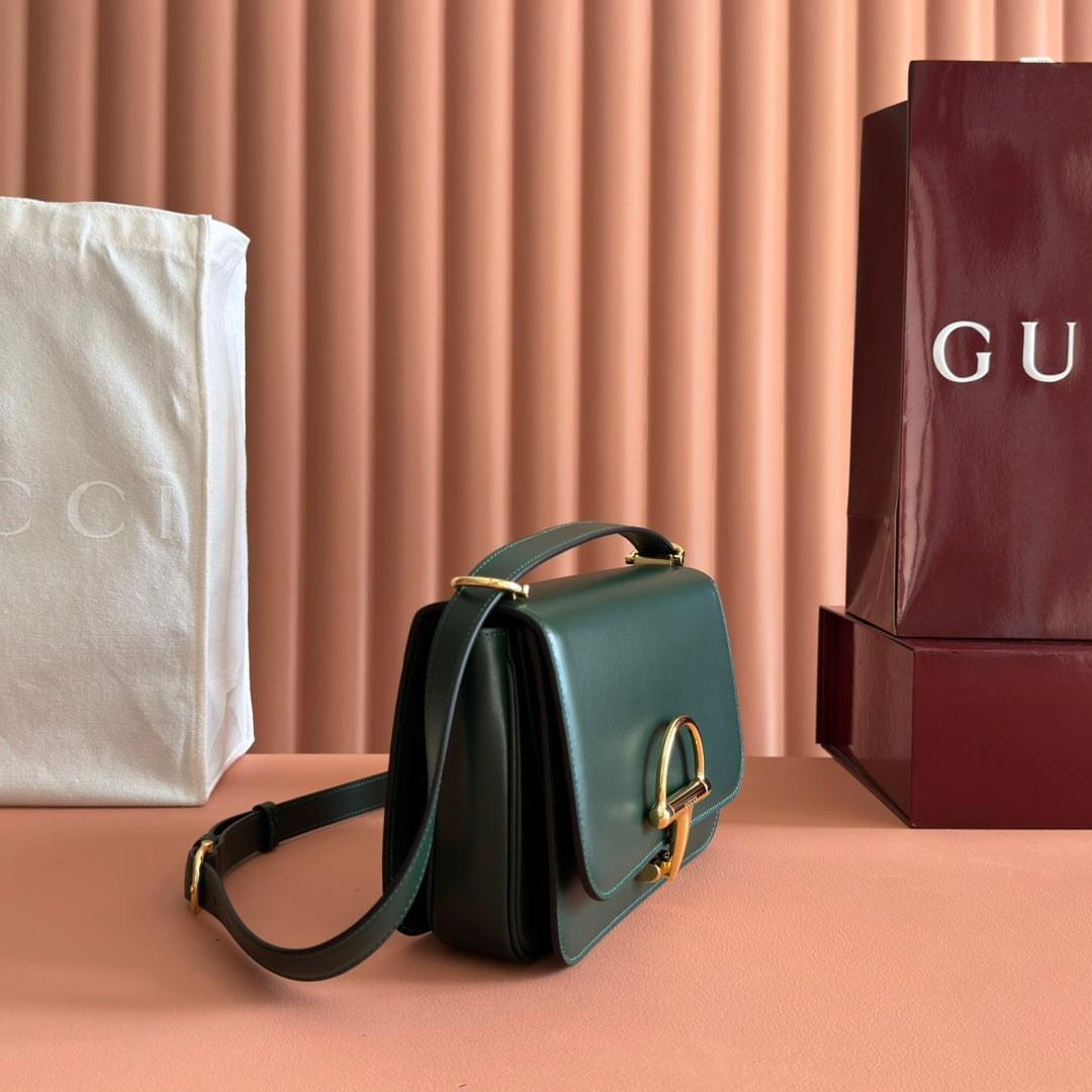 Gucci Siena Small Shoulder Bag Dark Green Leather 272118